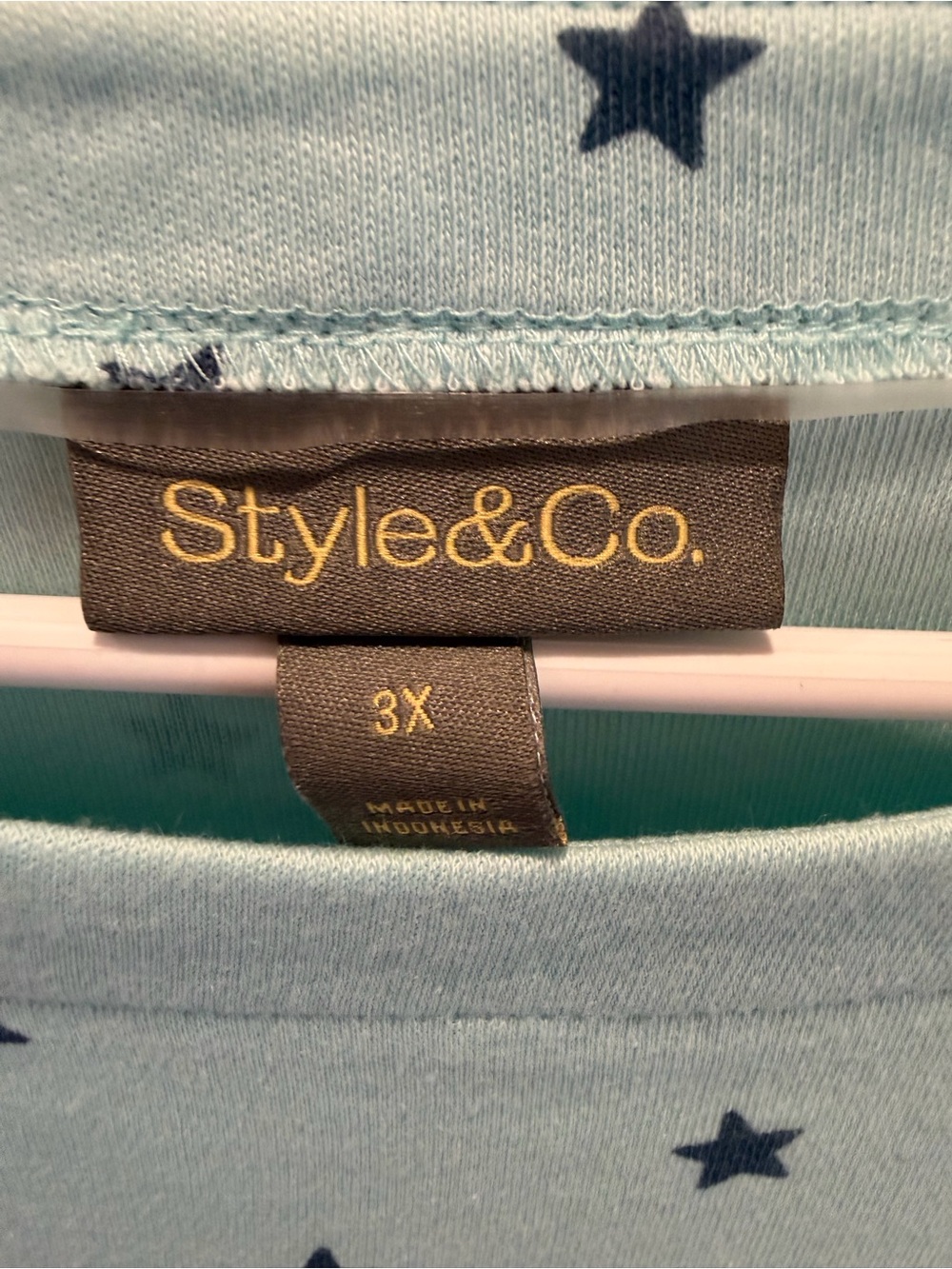 Style & Co. Aqua Star-Print Short Sleeve Tee 3X - Picture 2 of 3